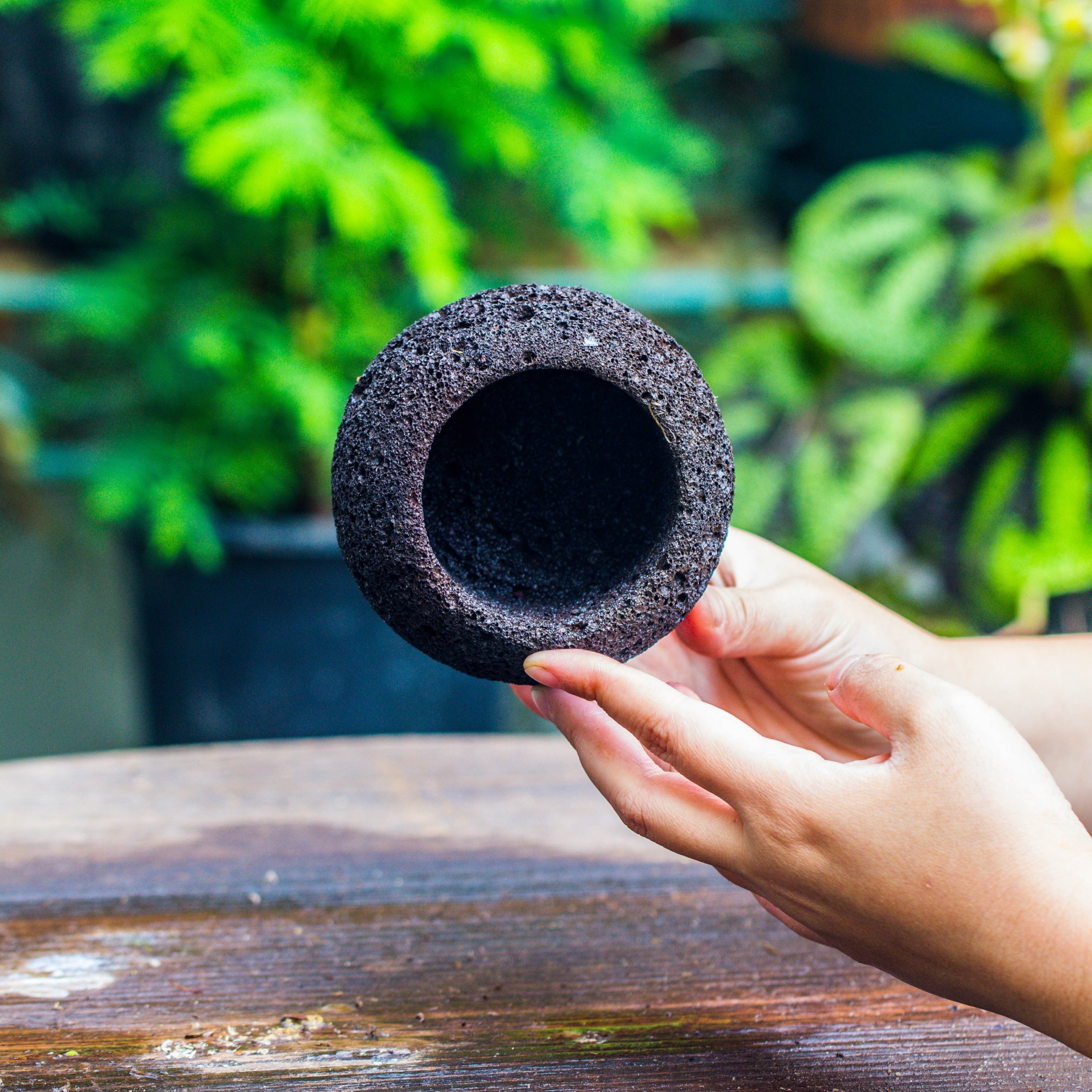 10cm / 3.7" Round Red Horticultural Lava Rock Volcanic Rock Planter for succulents, moss, tropical palants, terrariums - NCYPgarden