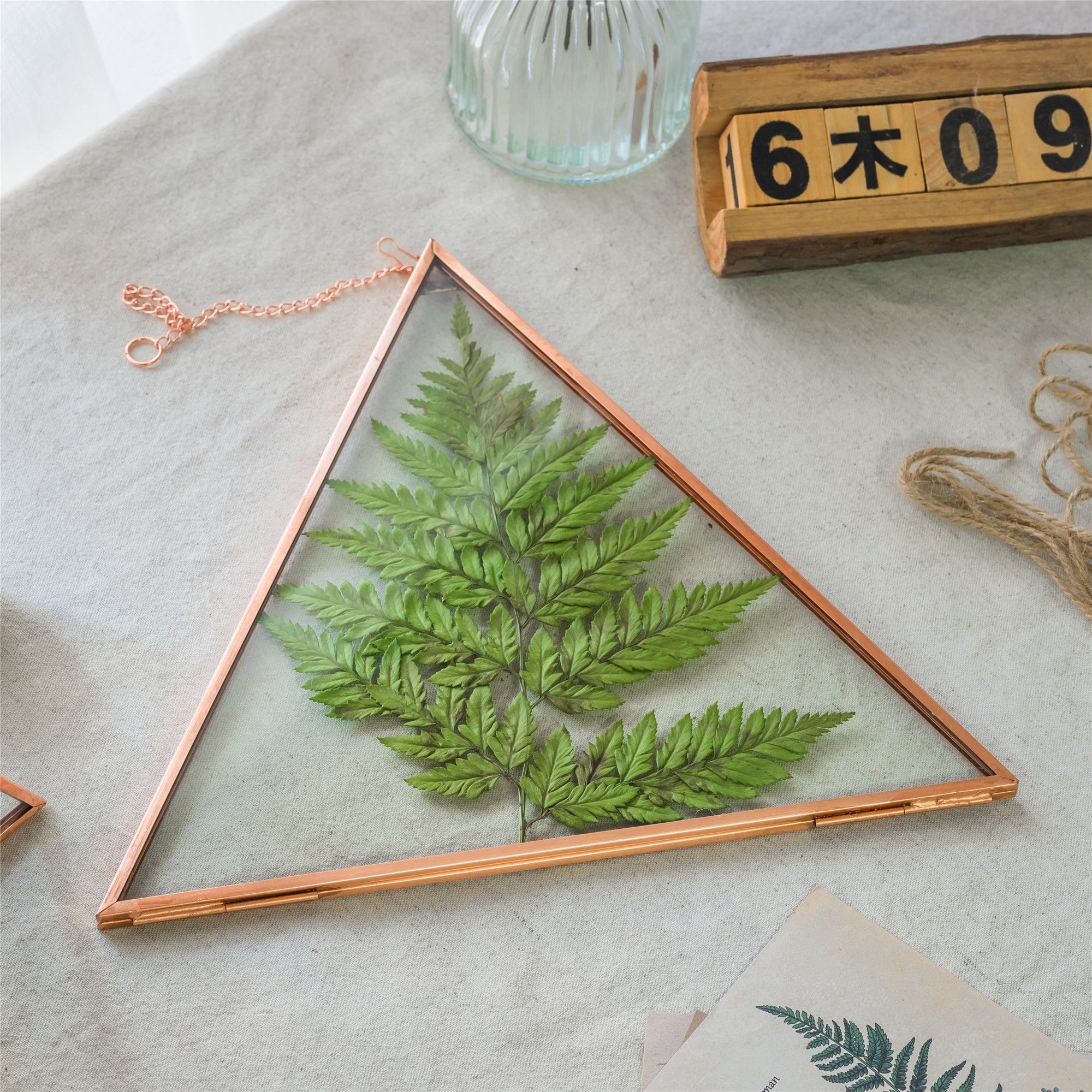 Hanging Triangle Herbarium Copper Glass Frame for Pressed Flowers Dried Flowers Poster - NCYPgarden