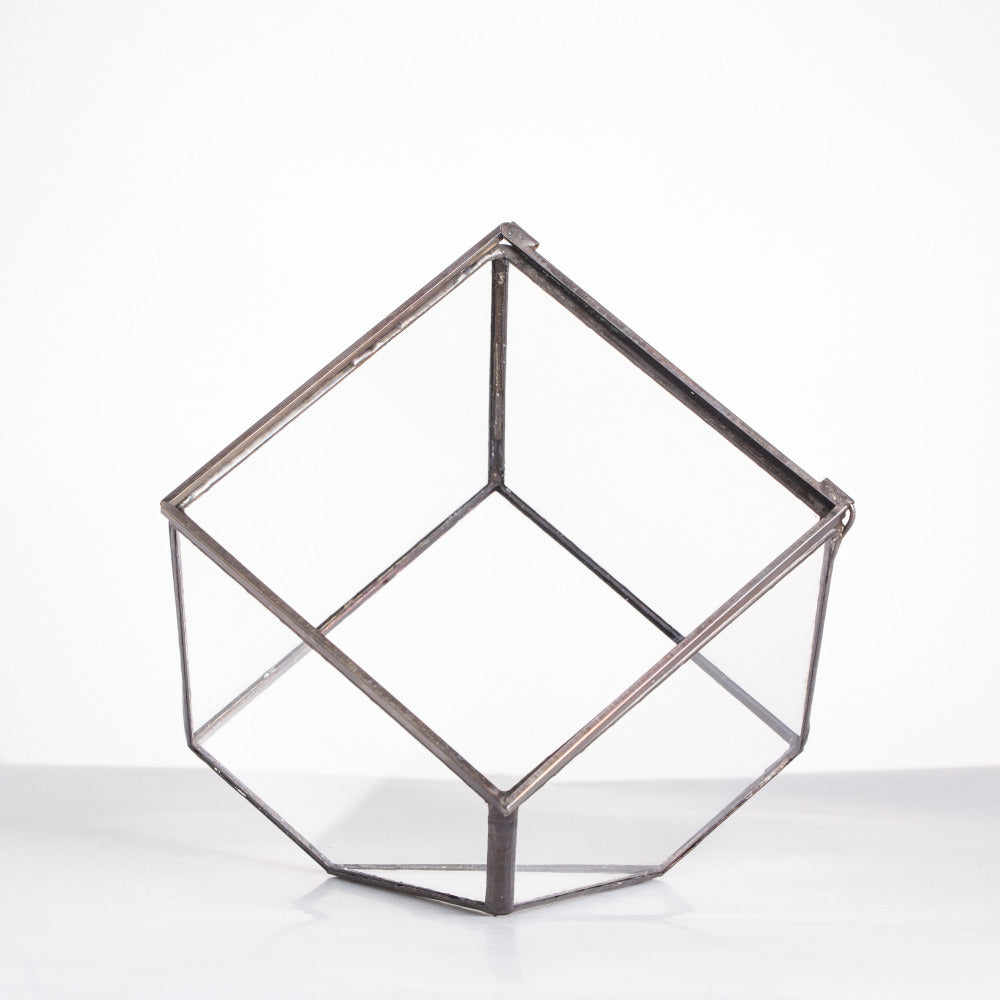 Handmade Inclined Cube Glass Geometric Terrarium Box Various Size Door Available for Succulent Moss - NCYPgarden