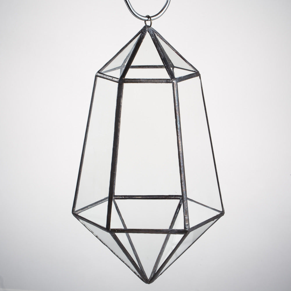 Handmade Hanging Artistic Clear Glass Six-surfaces Diamond Geometric Terrarium DIY for Succulent Pot - NCYPgarden