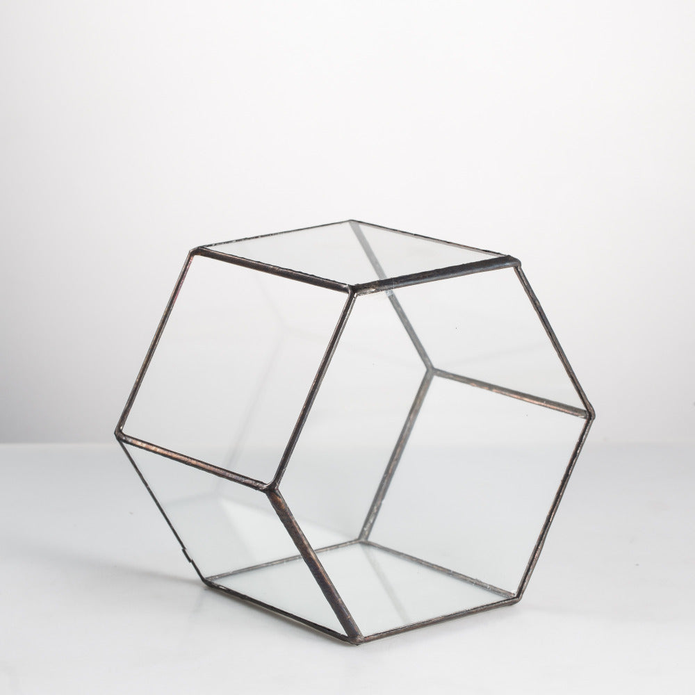 Handmade Thick Geometric Hexagon Glass Terrarium for Succulent Moss Airplants - NCYPgarden