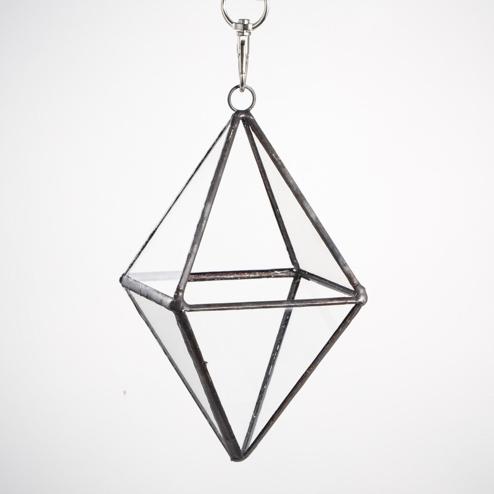 Handmade Small Black Hanging Class Geometric Glass Terrarium  for Air Plants Moss - NCYPgarden