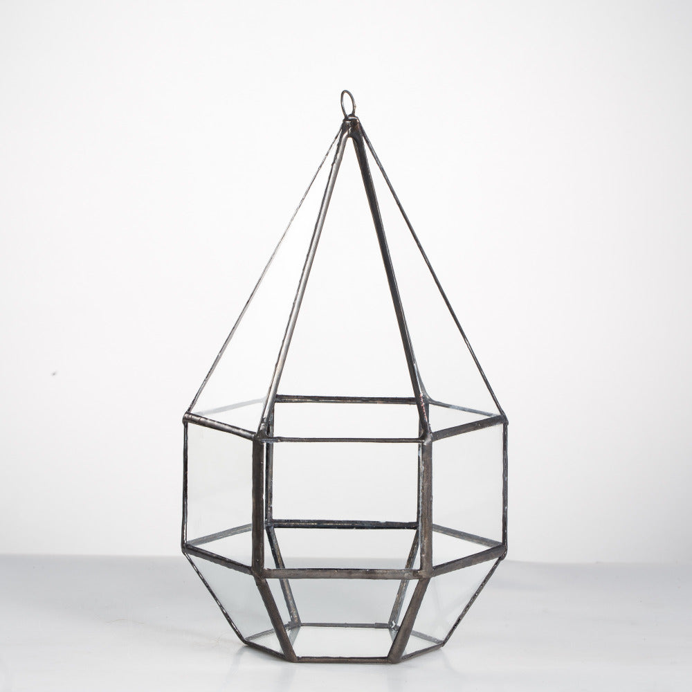 Handmade Hanging Six-surface with 3 Spaced Opening Glass Geometric Terrarium for Succulent Cacti - NCYPgarden