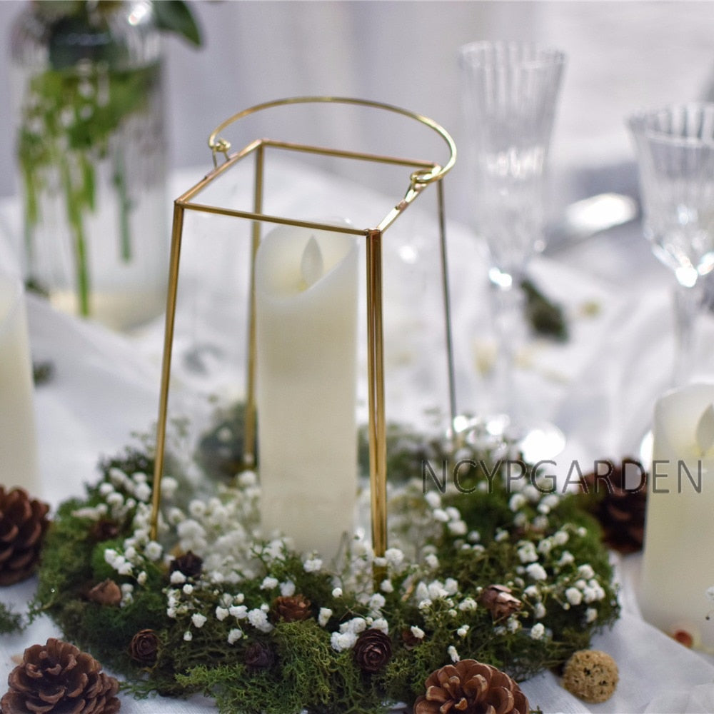 Handmade Gold Echelon Geometric Glass Terrarium Holder Lantern Hanging for Succulents Candles - NCYPgarden