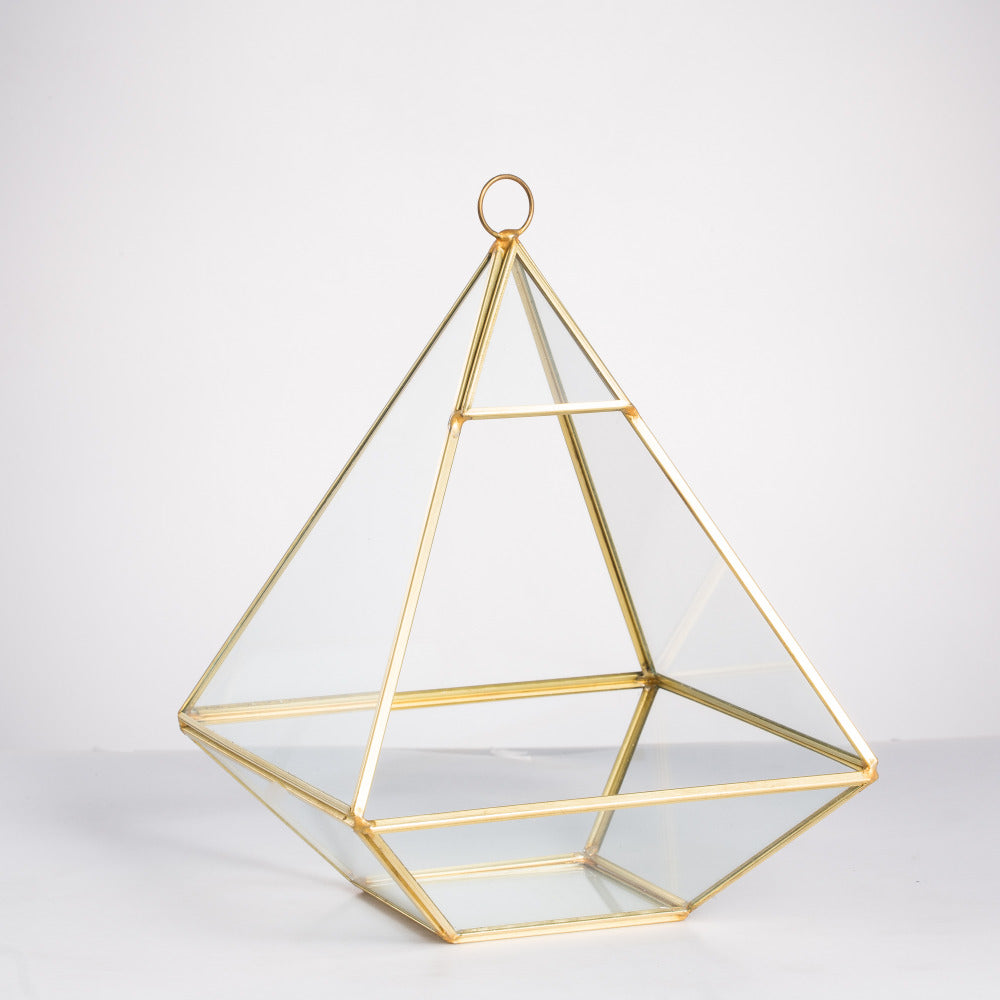 Handmade Gold Hanging Glass Geometric Terrarium Planter for Succulent Wedding Decoration - NCYPgarden